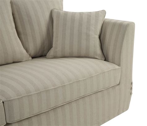 Hamptons Natural And Cream Striped Three Seater Couch Coastal Style Nz