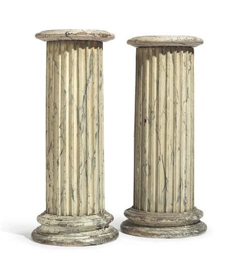 A Pair Of North European Faux Marble Painted Columns Late 18thearly