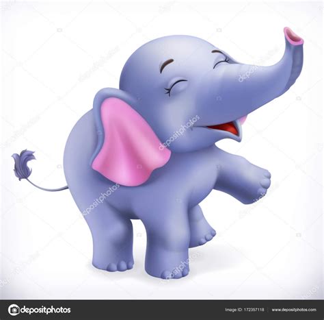Cute Baby Elephant Cartoon Character Funny Animals 3d Vector Icon