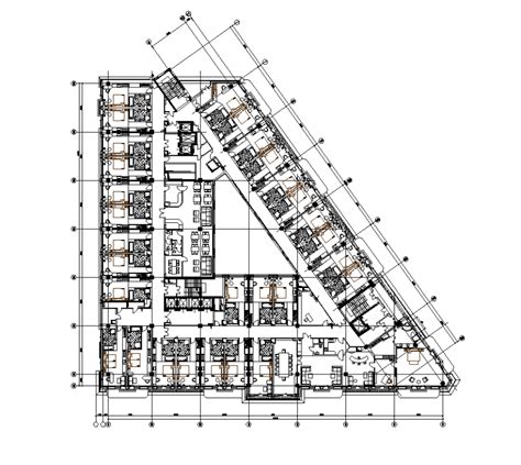 Hotel Building Typical Level Plan Elevation 2d View Autocad File Window