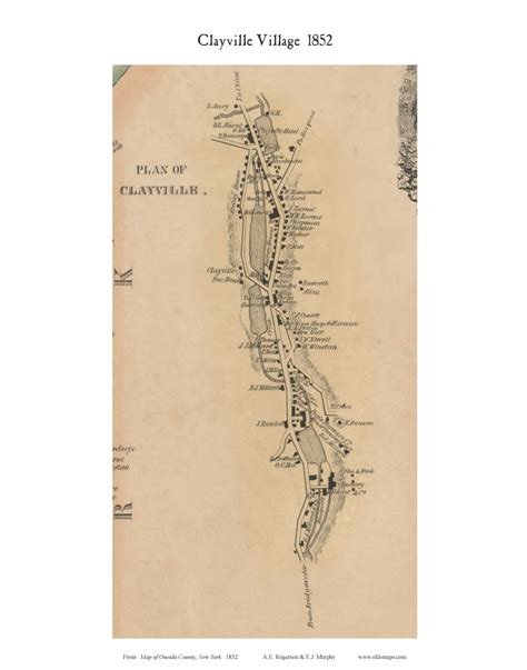 Clayville Village New York 1852 Old Town Map Custom Print Oneida Co