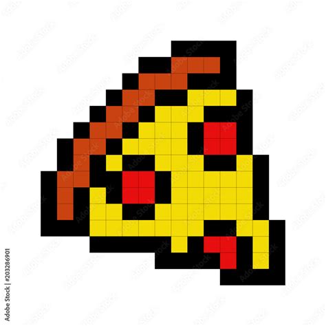 Pizza Pixel Art Piece Of Pizza Is Pixelated Fast Food Isolated Stock Vector Adobe Stock