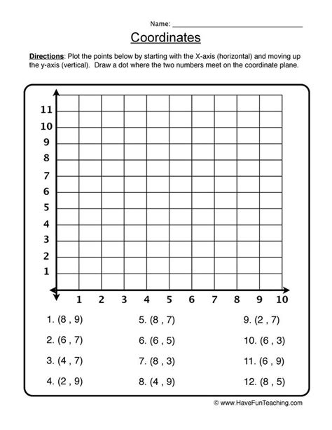 Grade 5 Coordinate Grid Worksheet