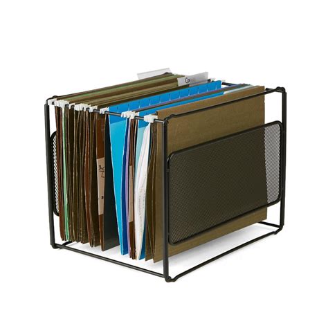 Mind Reader Metal Mesh Hanging Folder File Organizer In Black Boxfile