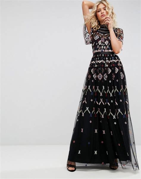 Needle And Thread Embroidered Maxi Dress Black With Images