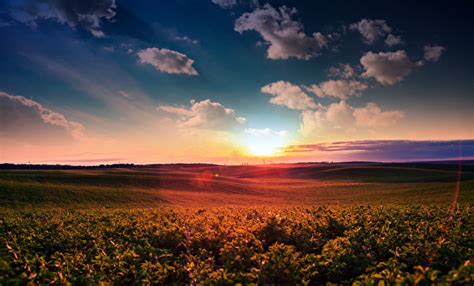 Photo Nature Sky Fields Scenery Sunrises And Sunsets Clouds 600x363