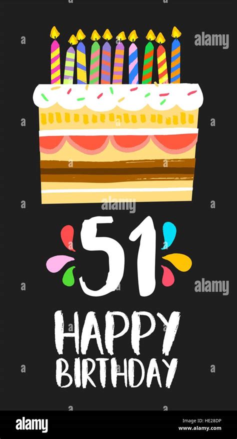 Happy Birthday Number 51 Greeting Card For Fifty One Years In Fun Art