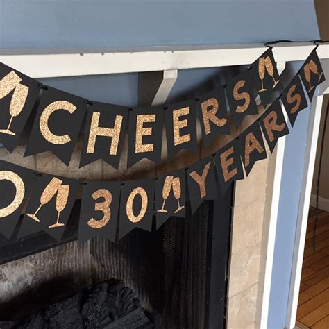 Cheers To 30 Years Banner Happy 30th Banner 30th Birthday Etsy