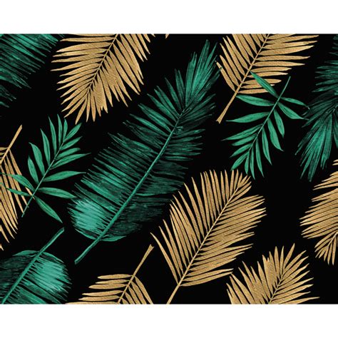 Wals0432 Emerald Green And Gold Palm Leaves Wall Mural By Ohpopsi