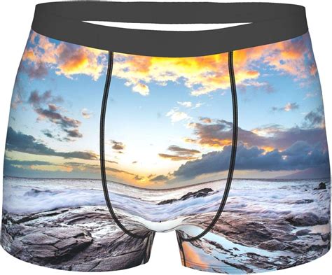 Behergy Mens Boxer Briefs Sunset Maui Hawaiian Island Mens Underwear