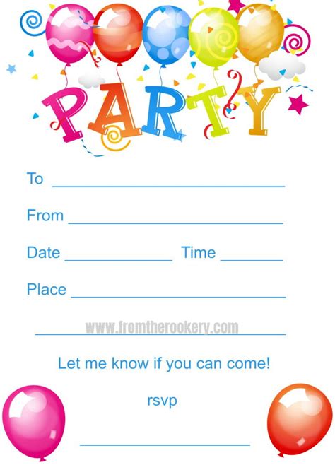 Birthday Invitation Cards Printable