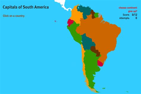 South America Map Countries And Capitals Quiz