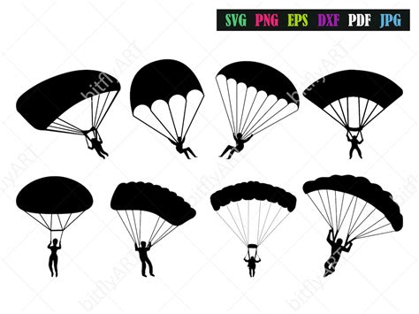 Parachute Silhouette Svg Bundle Military Parachute Svg Png Etsy