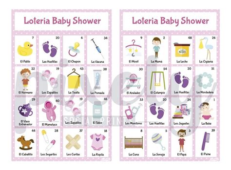 Kit Imprimible Loteria Baby Shower Niña Con 20 Tablas Oferta 6500