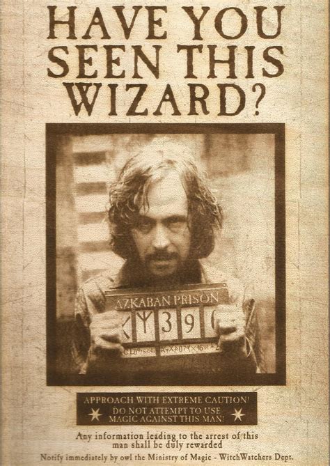 Harry Potter Sirius Black The Prisoner Of Azkaban Wooden Wanted Po