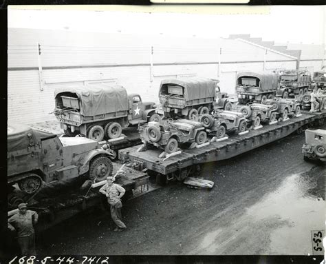 A General View Of A Loaded Train Of The 772nd Tank Battalion At Camp