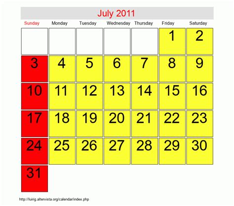 July 2011 Roman Catholic Saints Calendar