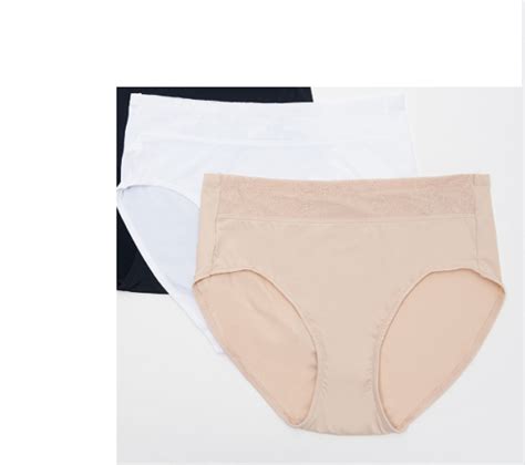 Breezies Lace Essentials Set Of 2 Hi Cut Brief Panties Whitenude Large