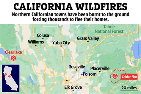 California fires map - Caldor & Cache fires burn towns to ground leaving thousands fleeing as 