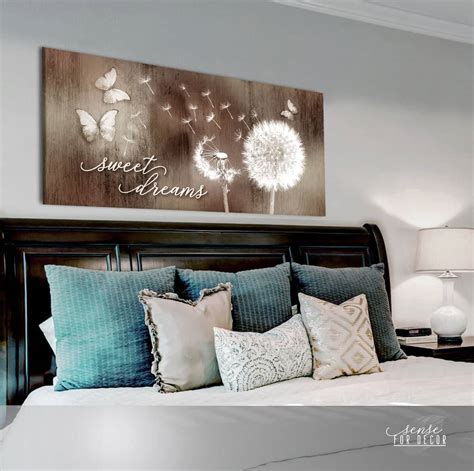 Bedroom Wall Art Sweet Dreams Dandelion Wood Frame Ready To Hang