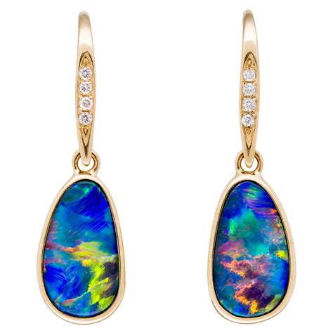 Doublet Opal Earrings Set In Gold Eg001 Opal Copying Company Pty Ltd
