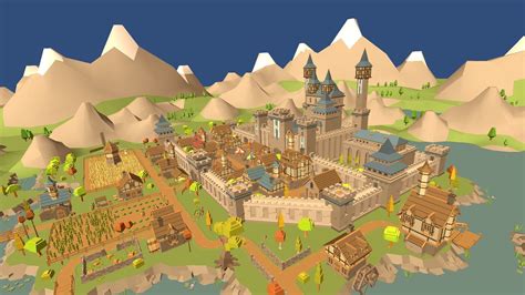 3d Model Low Poly Map Medieval Castle Vr Ar Low Poly Cgtrader