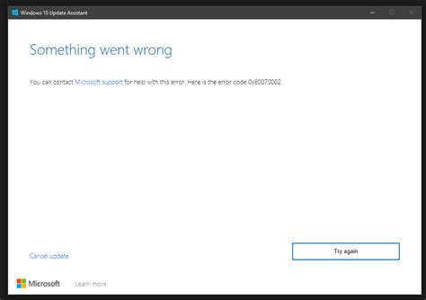 Feature Update To Windows 10 Version 20h2 Error 0x80070002