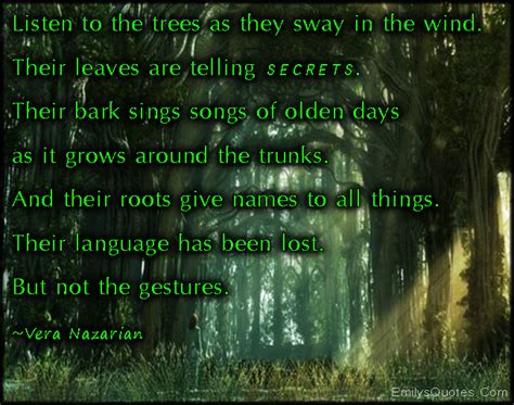Listen To The Trees As They Sway In The Wind Their Leaves Are Telling