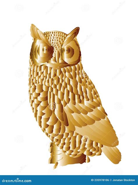 Luxury Golden Owl Vector Illustration Isolated On White Background