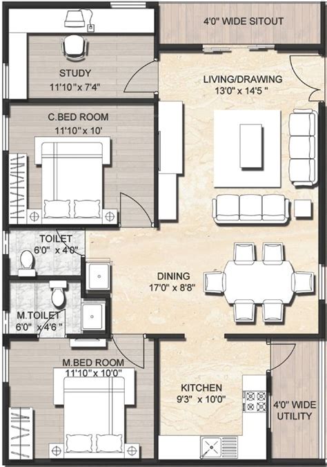 Row House Plans In 800 Sq Ft