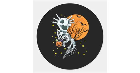Axolotl Halloween Costume Creepy Skeleton Pumpkin Classic Round Sticker