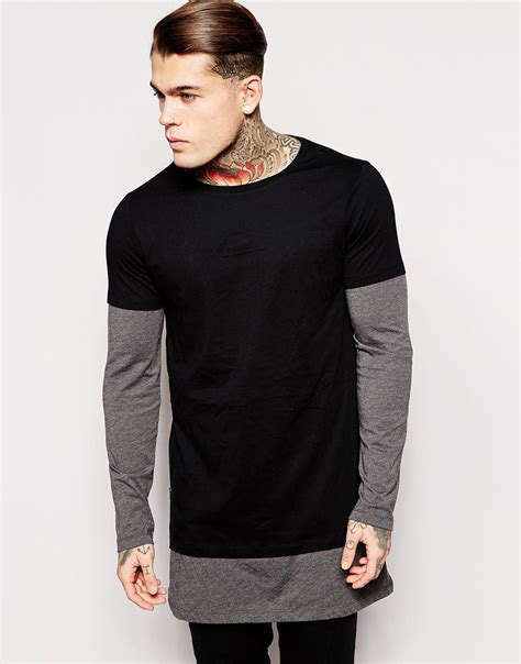 Lyst Asos Super Longline Long Sleeve T Shirt With Double Layer And