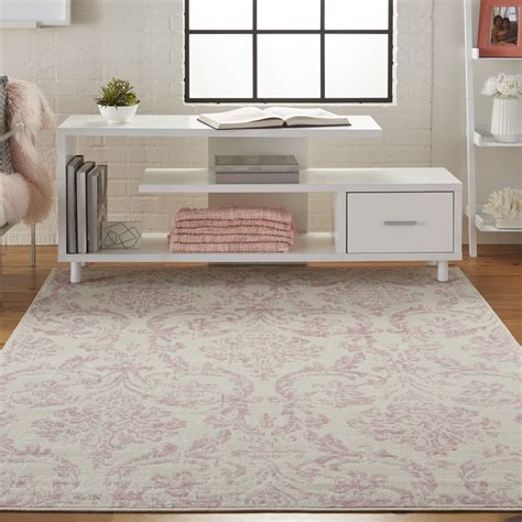 You can browse this article by rug size below. Nourison Jubilant Farmhouse Damask Ivory/Pink Area Rug ...