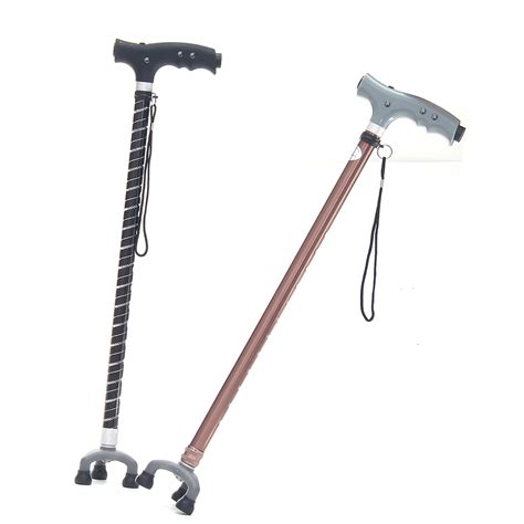 Adjustable Tripod Cane Ctrutch Led Anti Shock Portable Walking Hiking