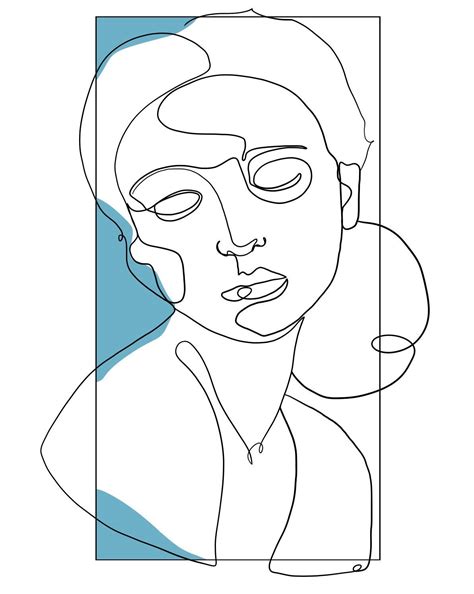 Line Drawing Of Abstract Woman Portrait Digital Download Wall Etsy