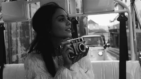 Actress Vanessa Hudgens Celebrity Women Model Camera Monochrome