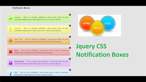 Jquery Css Notification Boxes Youtube