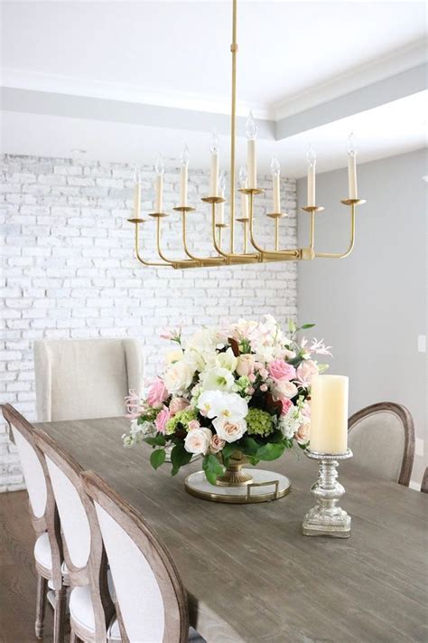 Love This Gold Chandiler And Rustic Table Stylish Dining Room