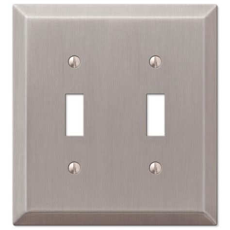Decorative wall switch outlet cover plates (brushed nickel, duplex) Amerelle Century 2 Toggle Wall Plate, Brushed Nickel ...