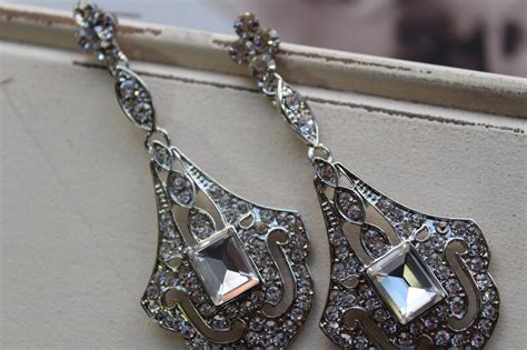 Art Deco Earrings Vintage Style Crystal Earrings Bridal Etsy