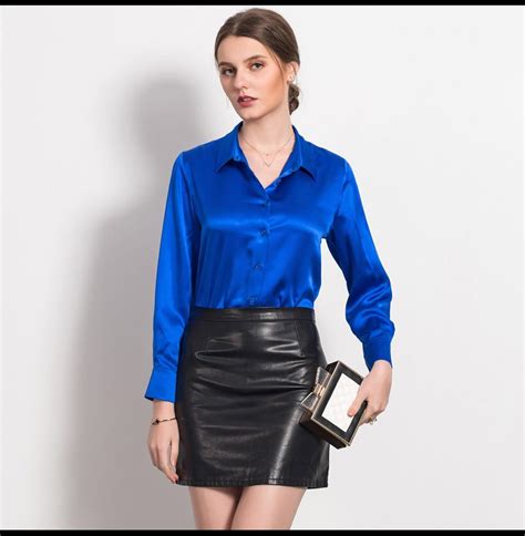 Long Sleeve The Silk Blouse With Images Leather Blouse Black