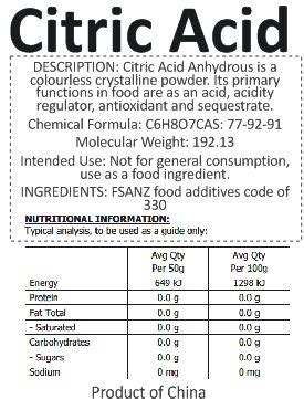 Citric acid has a shelf life of three years from the date of manufacture. Citric Acid (100g)