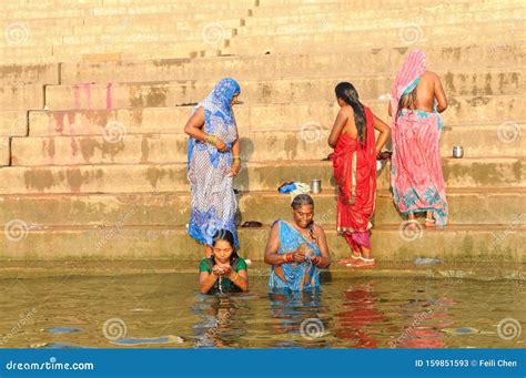 Hindu Women Taking A Ritual Bath In The Holy Ganges River Editorial