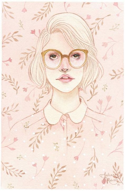 A Drawing Of A Woman With Glasses On Her Face And Flowers In Front Of Her
