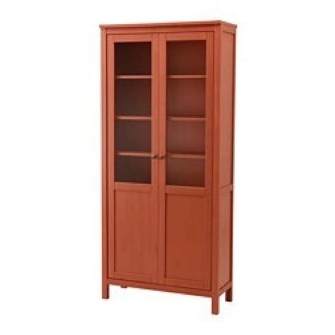 Hemnes Cabinet With Panelglass Door Red Brown Ikeapedia