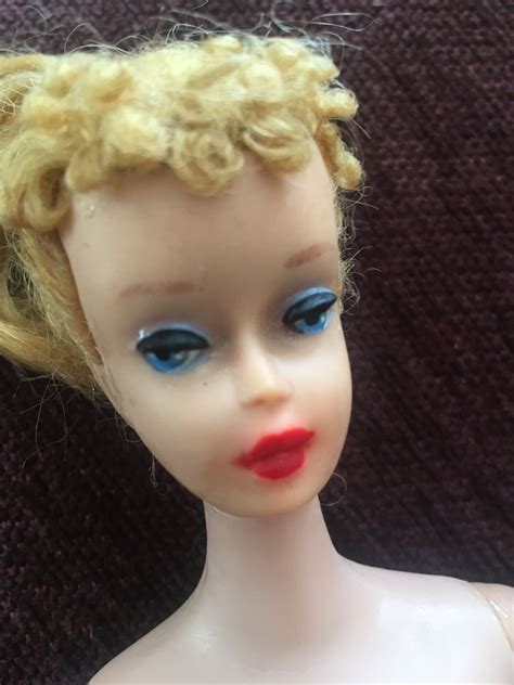Vintage Barbie Number Ponytail Doll Poodle Curls Rare Blue Eyeliner