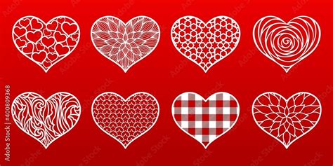 hearts paper cut templates with carved pattern valentine s day card wedding invitations