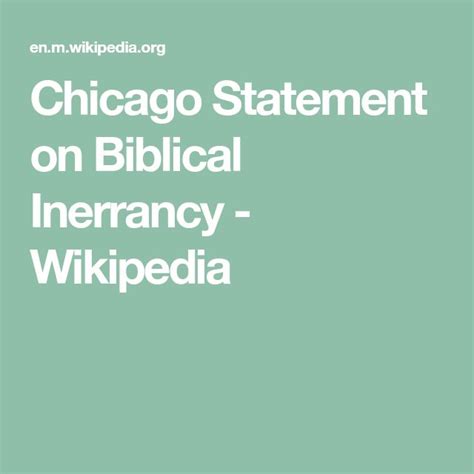 Chicago Statement On Biblical Inerrancy Wikipedia Biblical Teaching