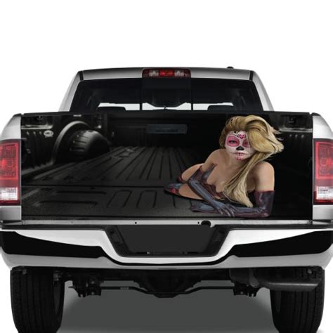 Sugar Skull Sexy Girl Hot Woman Graphic Rear Tailgate Vinyl Decal Truck Pickup Wrap Bed
