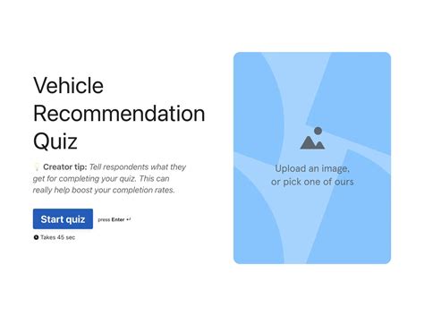 Vehicle Recommendation Quiz Template